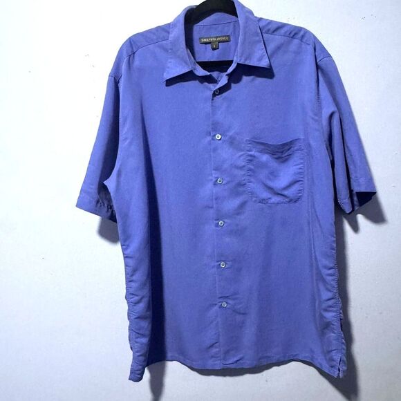 Saks Fifth Avenue‎ modal blend blue mens size large button down shirt - Picture 1 of 4
